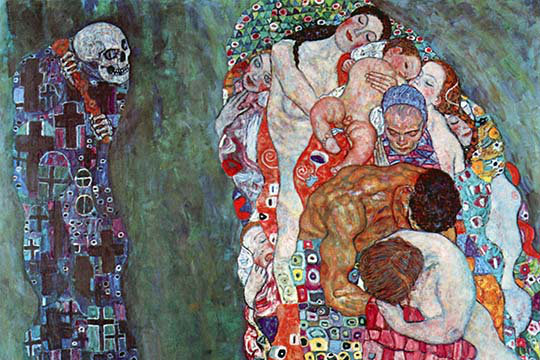 «Mort et vie» par Gustav Klimt, reproduction d'art, H 30 po x l 20 po