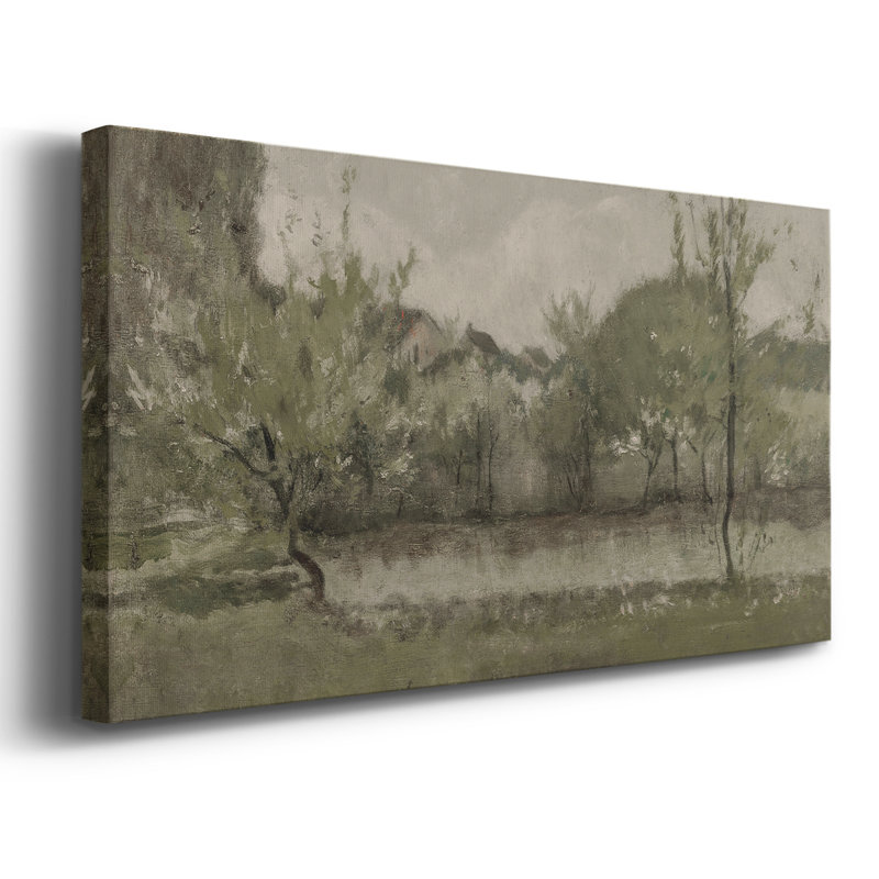 Série paysage - DCCCLVII - Toile tendue avec châssis encadré - Prêt à être accroché, H 25 po x l 49 po, Doré