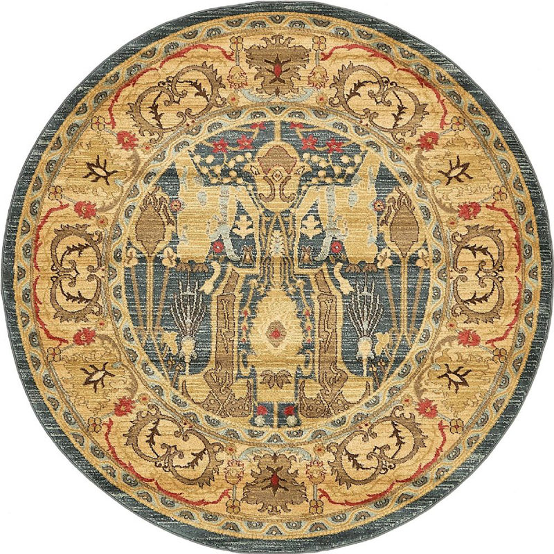 Tapis beige Lauri Southwestern, Rond 6 pi