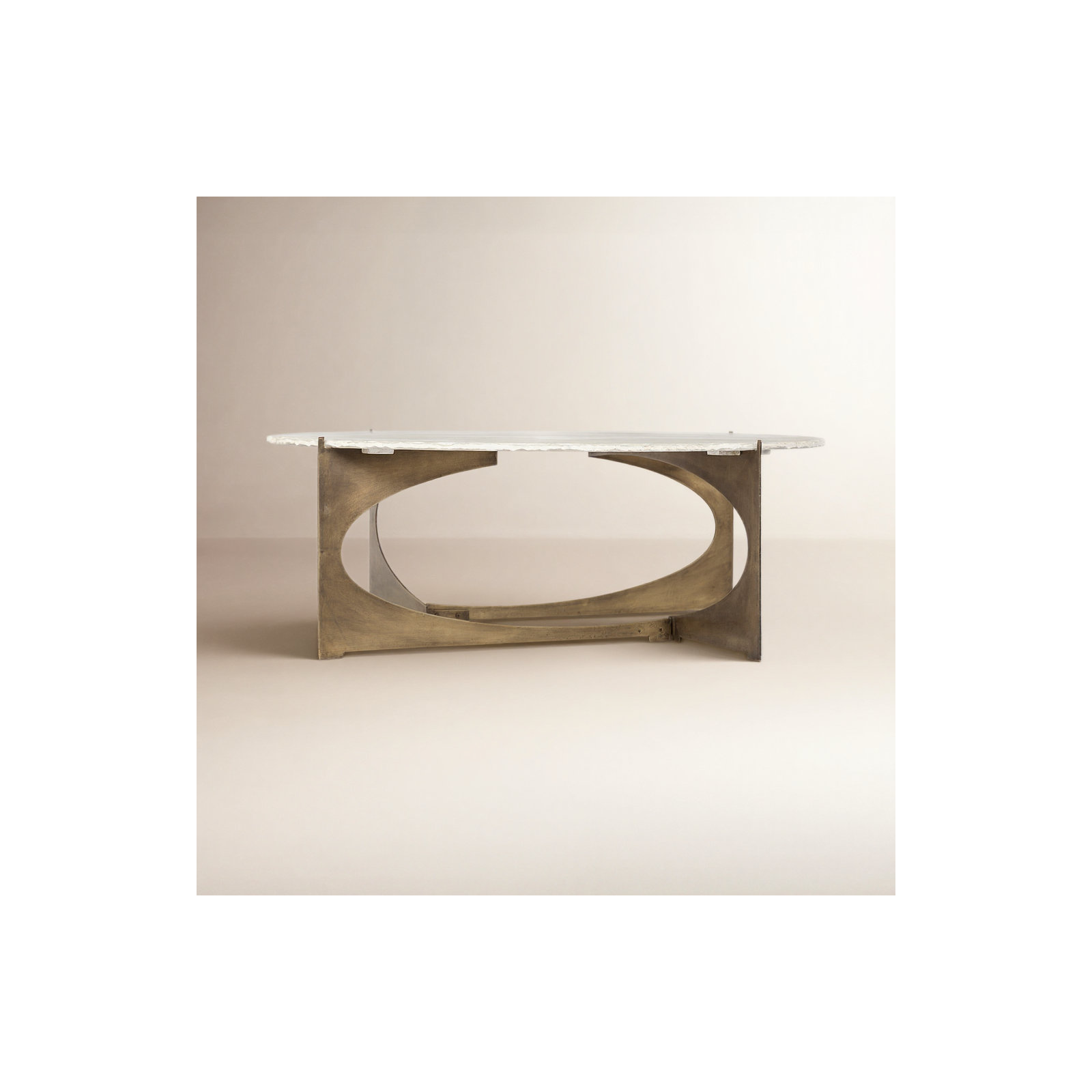 Giles Single Coffee Table, White Top/Antique Gold Base