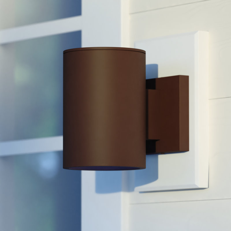 Edith Aluminum Outdoor Armed Sconce, Bronze, 7.25" H x 5" W x 8" D, Down