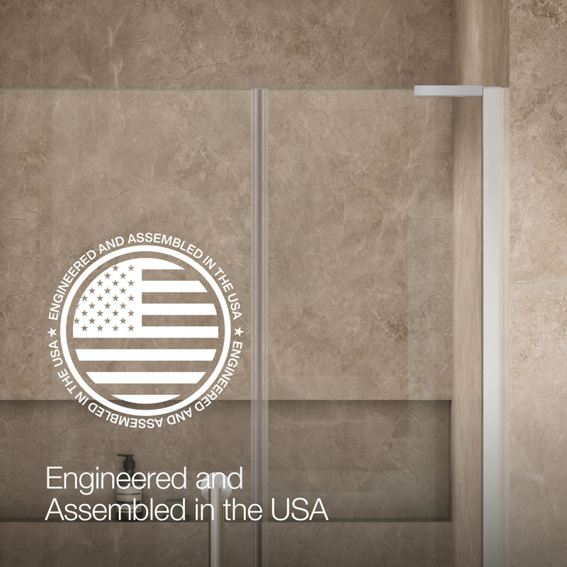 Components 45-1/4-In46-In W X 71-1/2-In H Frameless Pivot Shower Door With 3/8-In Crystal Clear Glass And Back-To-Back Vertical Door Pulls