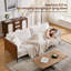 2-Seater Sofa, Patchwork Two-Tone Sofa with 2 Removable Cushions, Chenille and Faux Leather, Beige + Brown