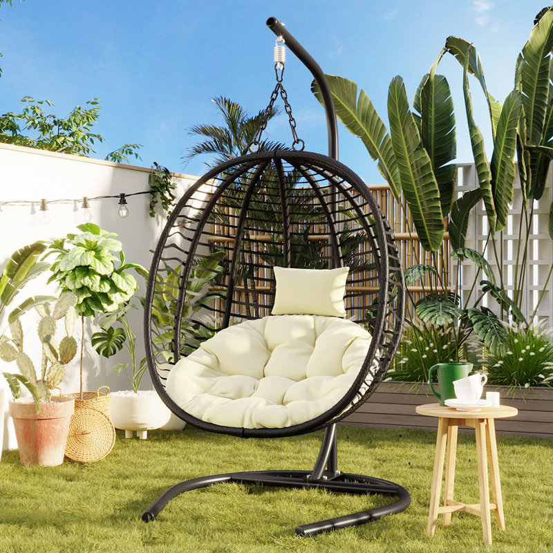 Balancelle avec support et coussin Jitka, Noir / Beige