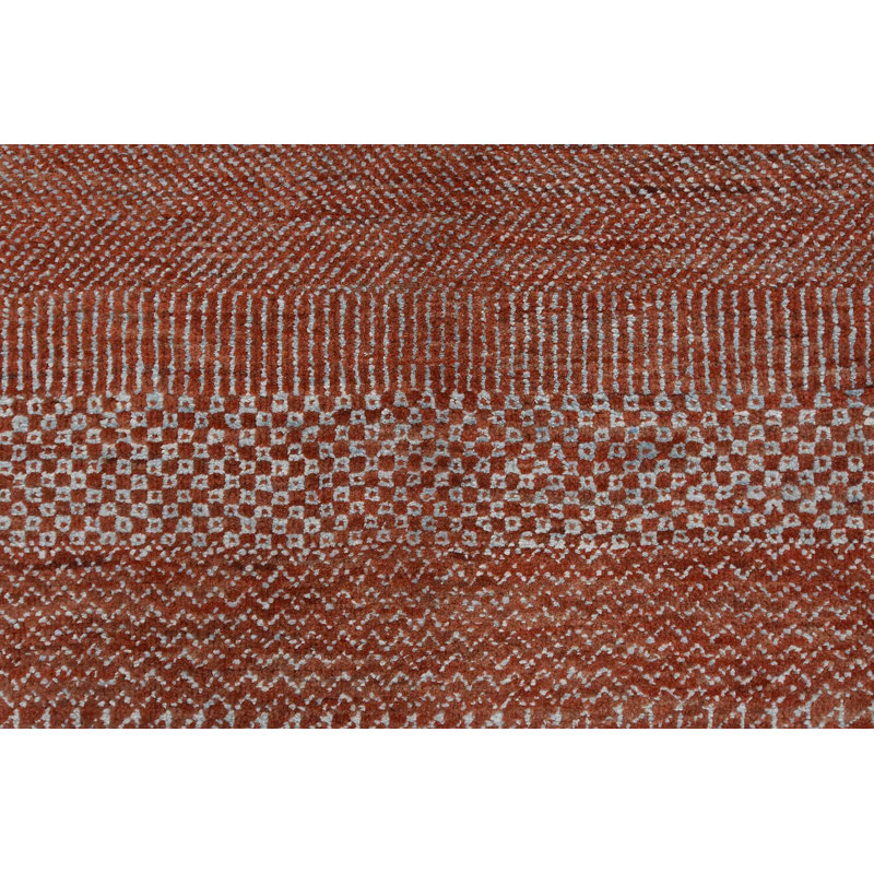 Tapis fin en laine rouge noué à la main 10 pi x 14 pi 3 po Fine