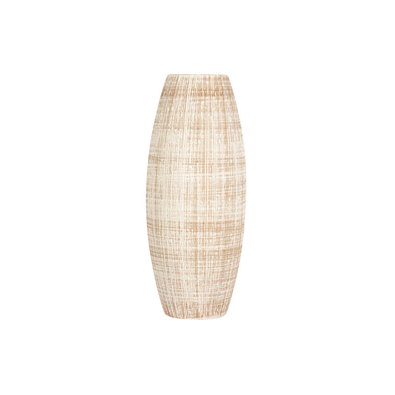 BROWN CERAMIC VASE, overall height- 36cm