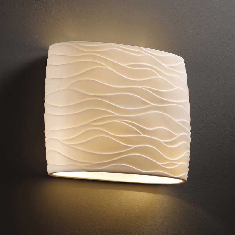 Applique murale ovale large à 2 lumières Porcelina, Ampoule incandescente de 40 W (non incluse), Vagues