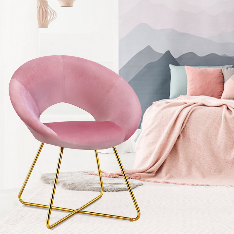 Woolhorpe Velvet Accent Chair, Pink Velvet