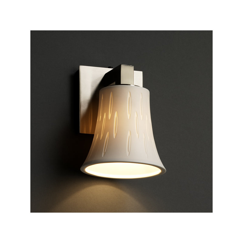 Applique murale 1 lumière modulaire Limoges, Plis, Nickel brossé, Cylindre avec rebord plat