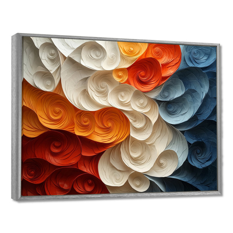Mauer - Abstract Large Wall Art, Argent argent, Cadre flottant, H 24 po x l 32 po