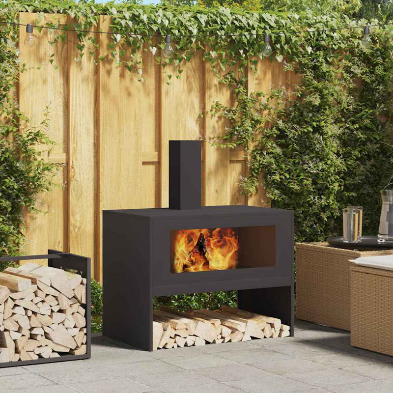 Steel Fire Pit, Black, 96cm H x 50cm W x 80cm D