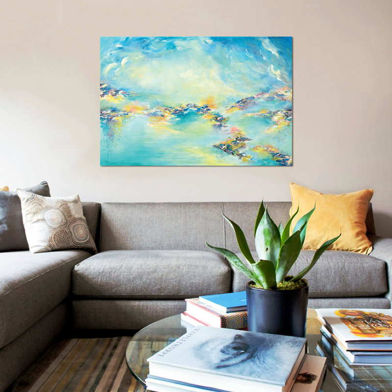 « sea to sky » sur toile, H 8 po x l 12 po x P 0,75 po, Toile tendue, Pas de tapis