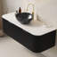 Meuble-lavabo mural simple 48 po avec vasque en céramique noire, comptoir blanc Carrara, armoire flottante avec 2 tiroirs à fermeture en douceur, finition noir mat ou noyer foncé, pré-assemblé-201303965