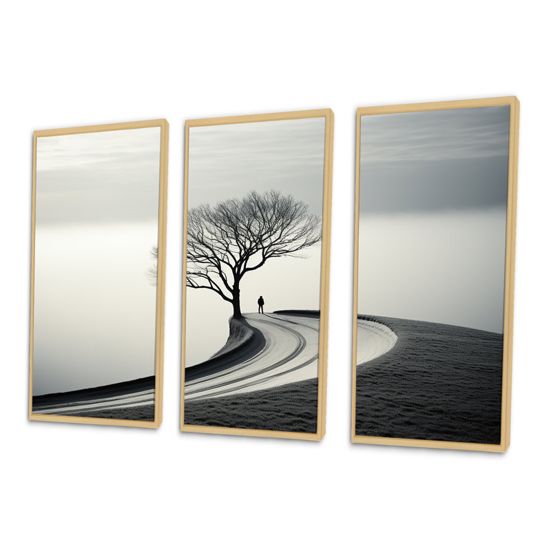 Paysage d'hiver, ensemble de photos d'art sur toile, H 40 po x l 60 po x P 1 po, Cadre naturel flottant