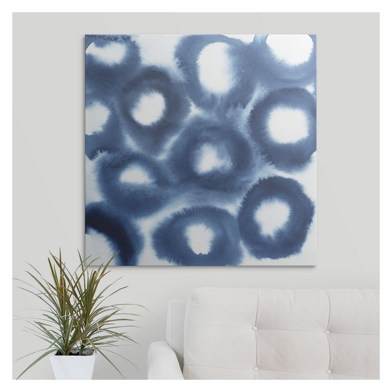 « indigo reverse ii » par grace-dépilé-reproduction d’art, H 35 po x l 35 po x P 1,5 po, Toile tendue