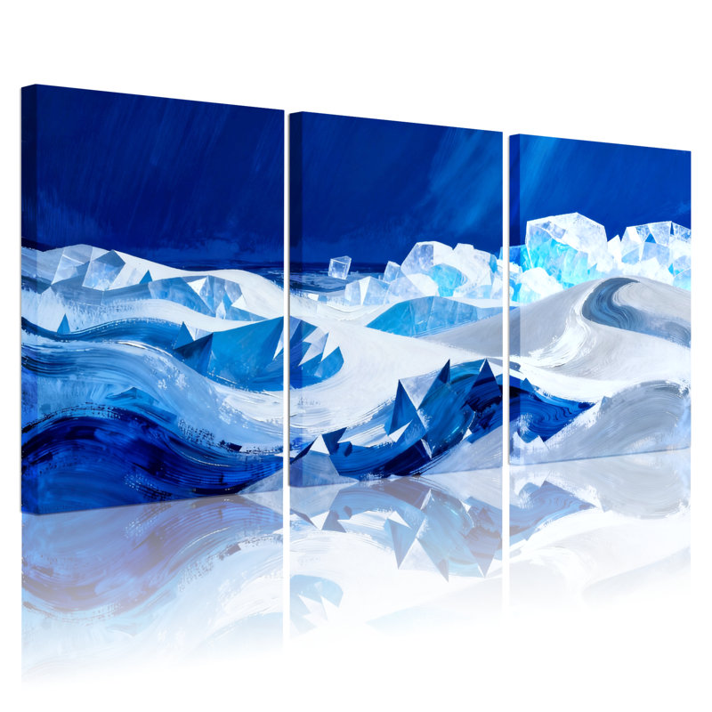 Scénario et paysages urbains, paysage de glace, ensemble de 3 reproductions d'art sur toile, H 18 po x l 36 po