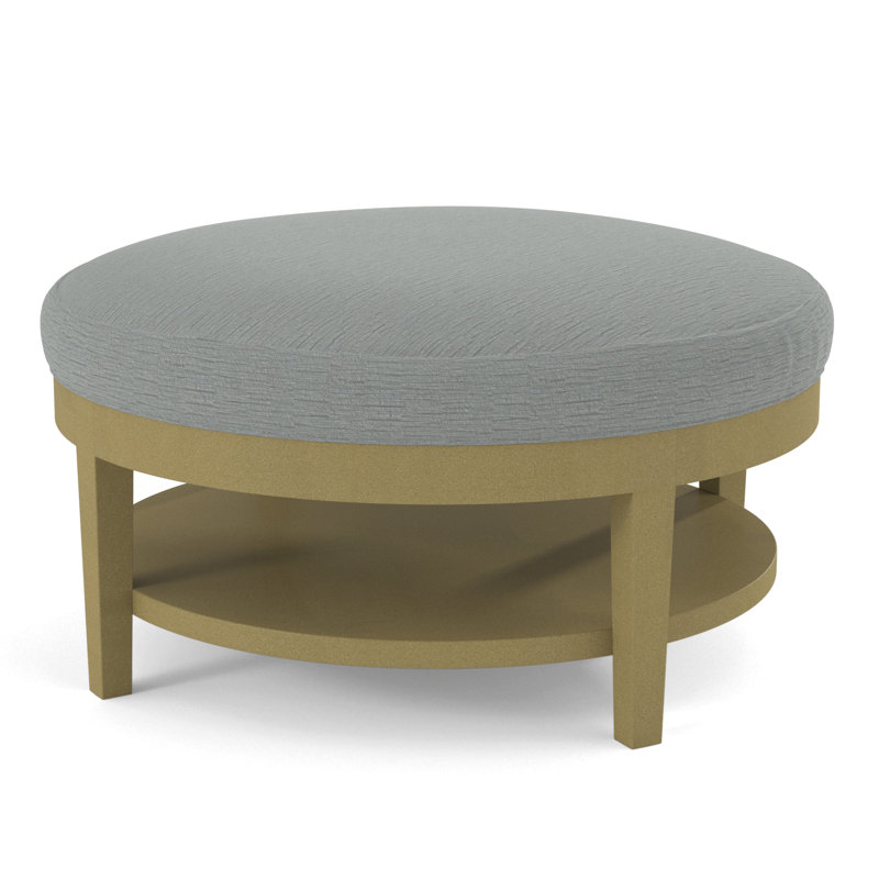 Midtown Upholstered Ottoman, Gray Sugar Performance; 0863-84, Brass Finish