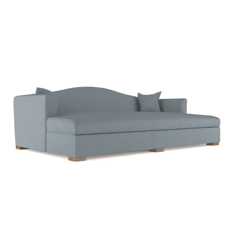 Horatio Camelback Taper Curved-Arm Daybed, Vintage Leather Alabaster, Weathered