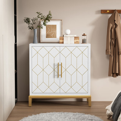 32" Accent Cabinet with Gold Trim