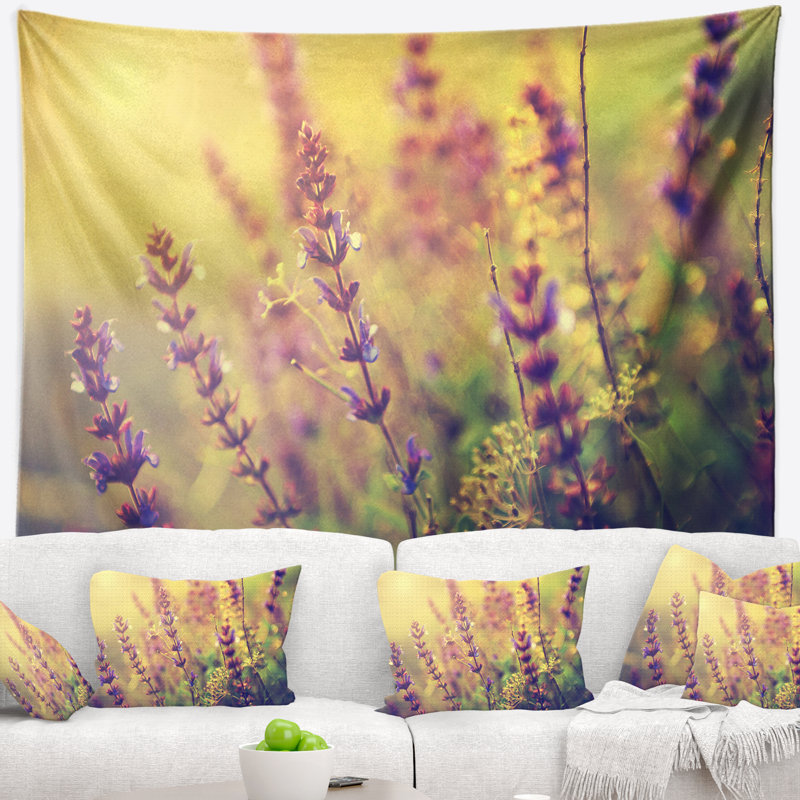 Tapisserie fleur de polyester rétro photo sauvage avec accessoires suspendus inclus, H 50 po x l 60 po