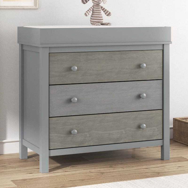 Commode 3 tiroirs Khamille, Gris