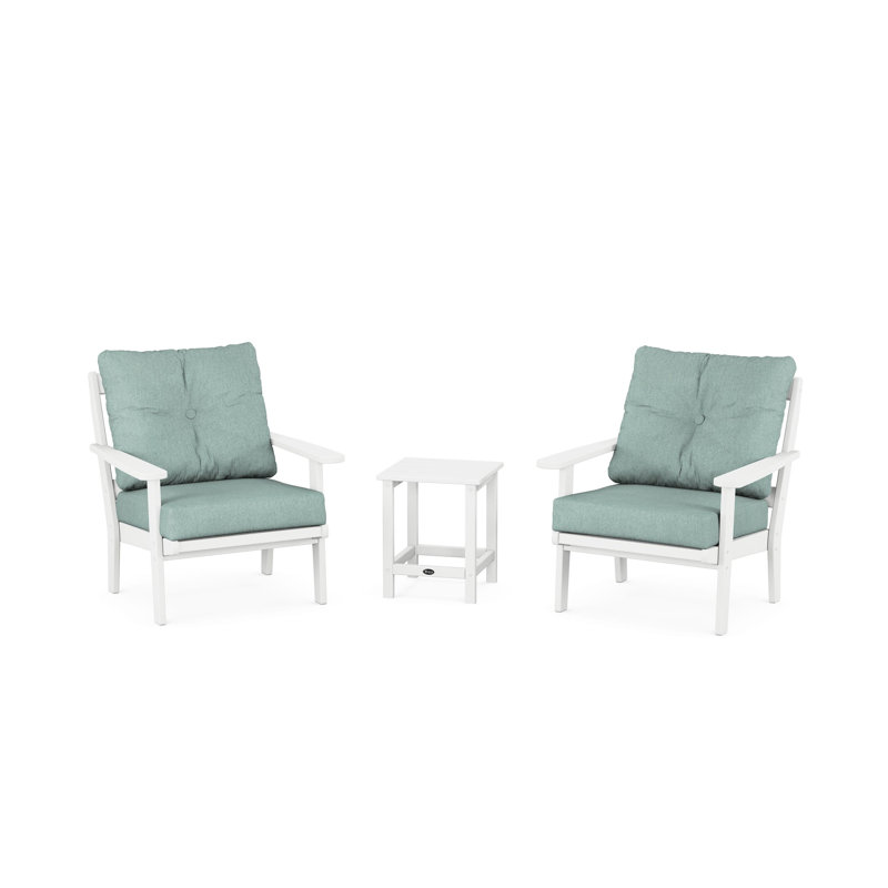 Ensemble de conversation à assise profonde 3 pièces Cape Cod, Blanc classique, Glacier spa