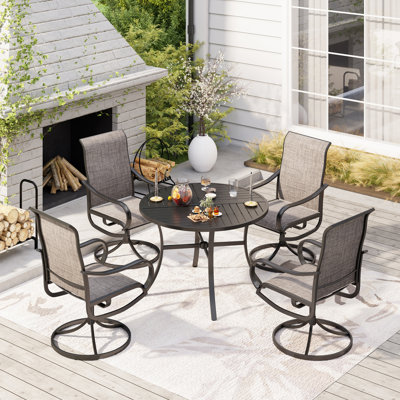 Ensemble de salle à manger de patio 4 personnes avec trou pour parasol Alyah
