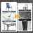  Patio Dining Set For 6, Outdoor Table And Chairs With 1.69″ Umbrella Hole, All Weather Patio Furniture Set, 30"X 55" Table And Stackable PVC-coated polyester Chair, For Lawn, Deck (Umbrella Not Included) (Gray Table and Navy Blue chairs)-1886006090-1896789701