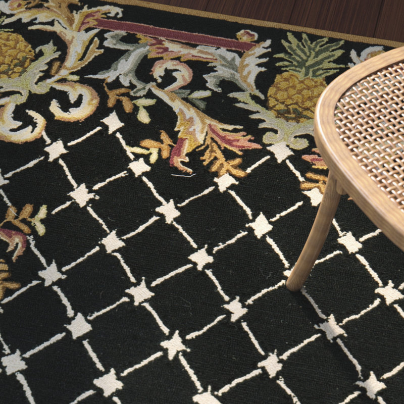 Tapis géométrique en laine crocheté à la main Hogle, Rectangle 8 pi x 10 pi