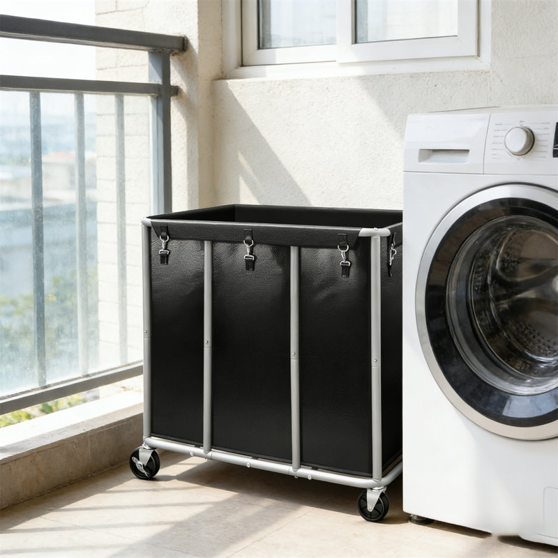 Laundry Cart, Commercial Rolling Laundry Cart With Detachable Lining -420L, Heavy-Duty Steel Frame, Capacity 400 Pounds