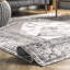 Tapis lavable en machine Teo Medallion pour le salon, la chambre et la cuisine, gris clair / ivoire-1459685080