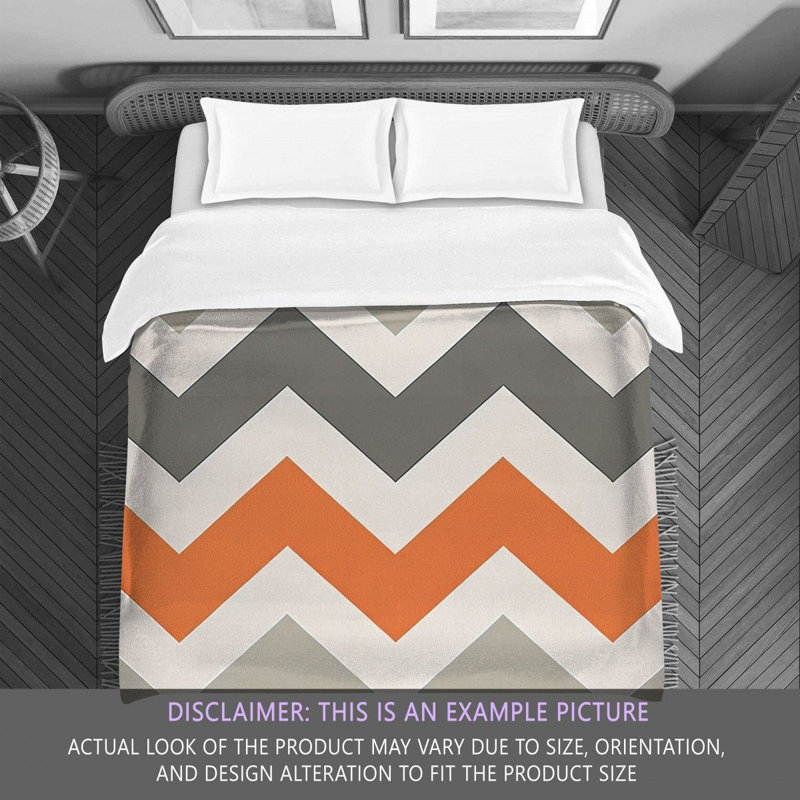 Chevron Comforter, Twin Extra Long Comforter, Orange/Silver