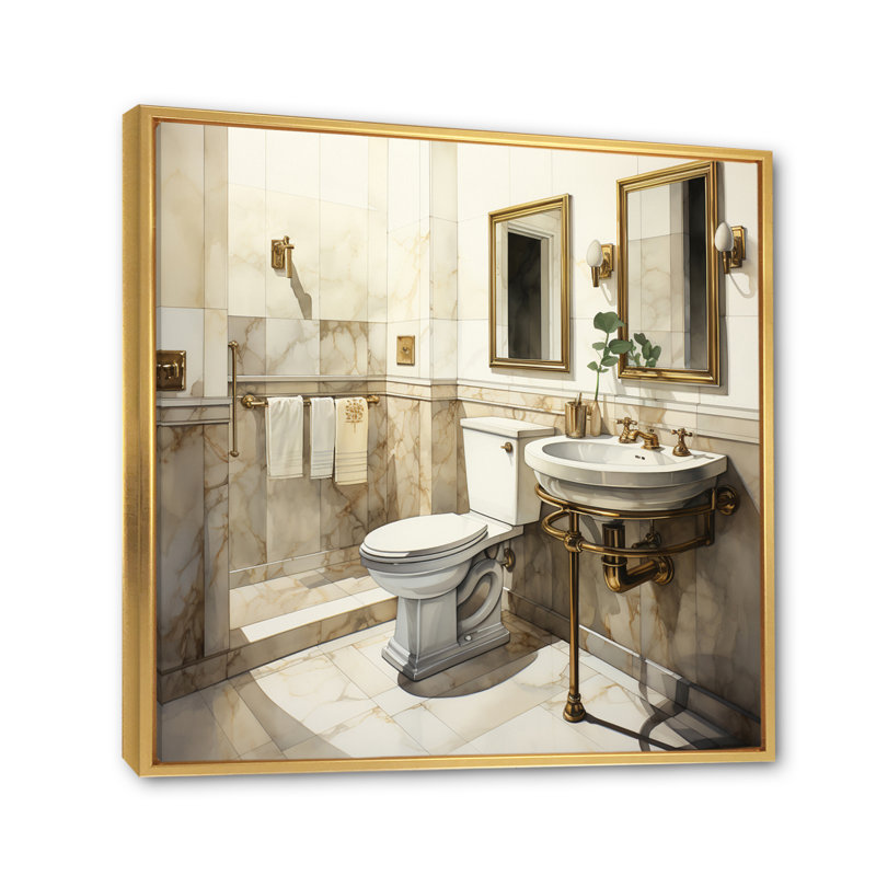 Art mural sur toile de salle de bain, impression de décor de toilette moderne et épuré - toilettes épuré et moderne