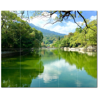 River Photo 4.25'' x 4.25'' Satin Ceramic Decorative Mural