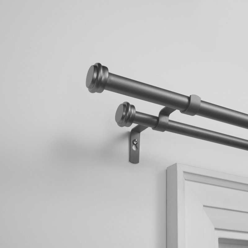Ensemble de tringle à rideaux double avec fleuron Cheviot Exclusive Home, Bronze, 66" - 120"