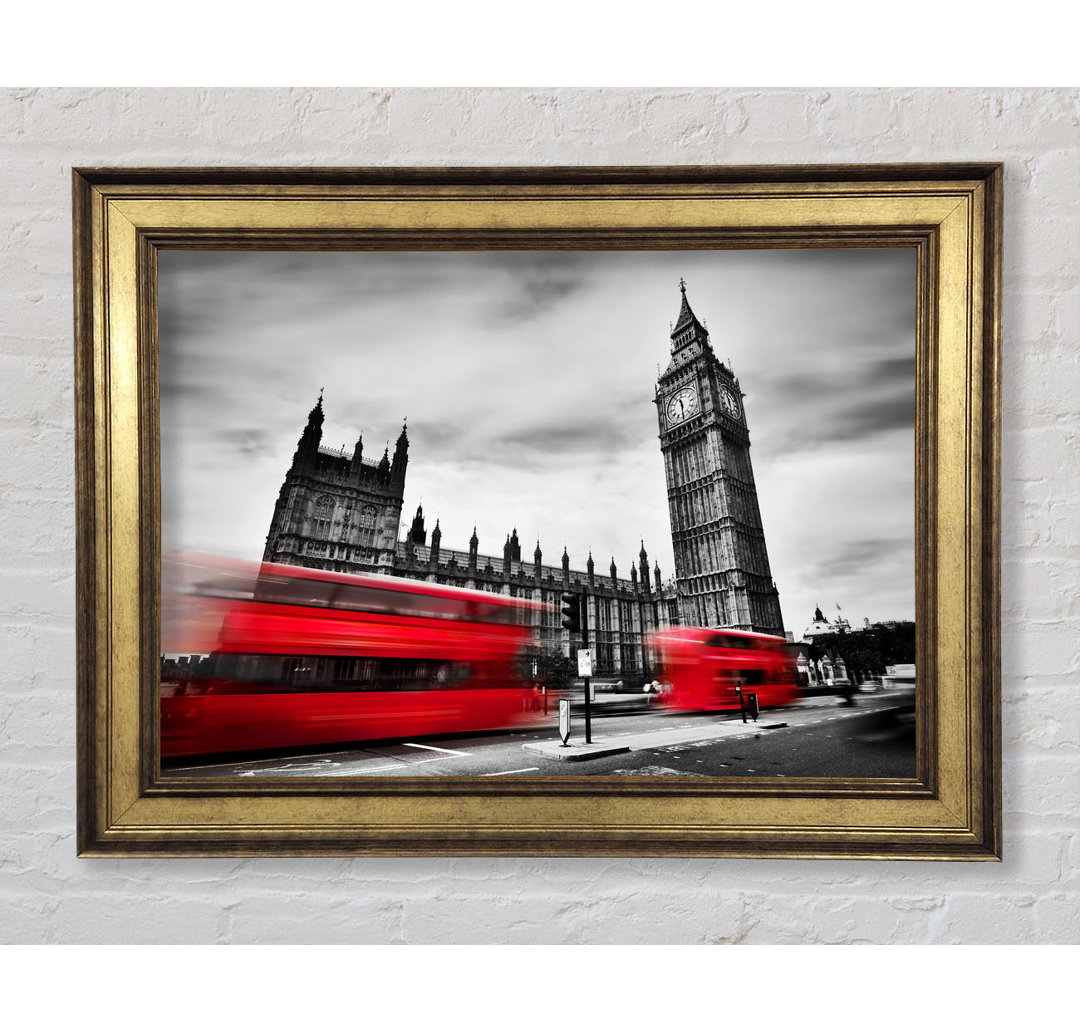 Houses Of Parliament Roter Bus Unschärfe - Einzelner Bilderrahmen Kunstdrucke