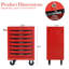 Armoire à outils en métal à 7 tiroirs en rouge et noir, acier laminé à froid, glissières à roulement, capacité de charge de 15 kg, 4 roulettes pivotantes avec chariot verrouillable, charge rouge et noire,-1064618678