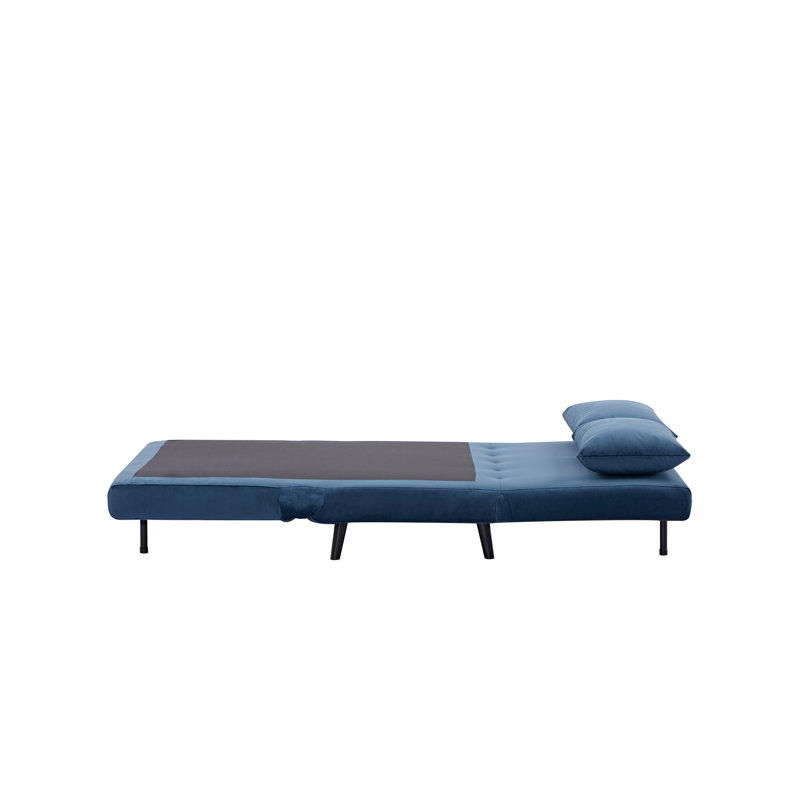 Aljoharah Queen 121cm Velvet Futon And Mattress, Blue