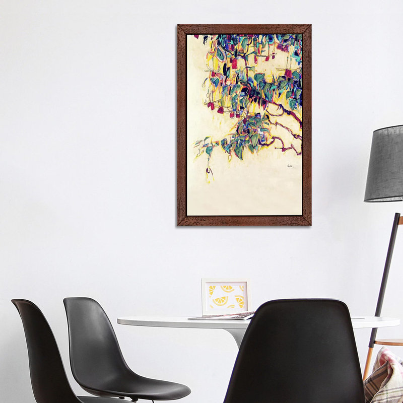 Sun Tree by Egon Schiele - Painting on Canvas, 101.6 cm H x 66.04 cm W x 1.91 cm D, Brown Framed