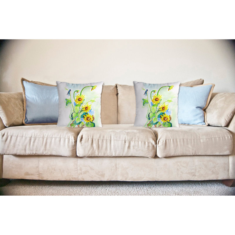  Coussin décoratif intérieur / extérieur Sunflower and Bird, H 18 po x l 18 po x P 6 po