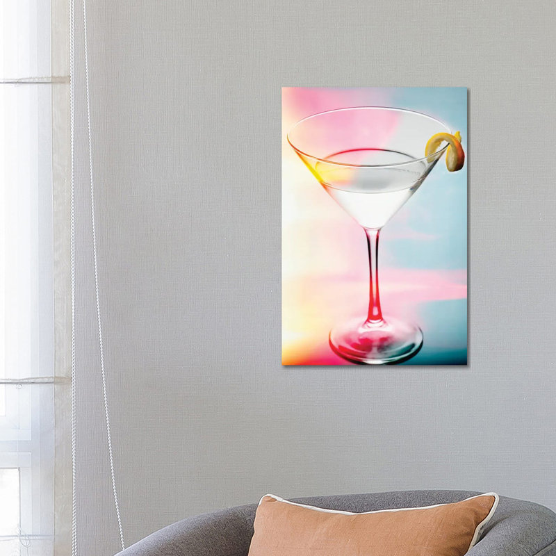 Glass Of Martini With A Twist With Smooth Colours by George Oze - Wrapped Canvas Print