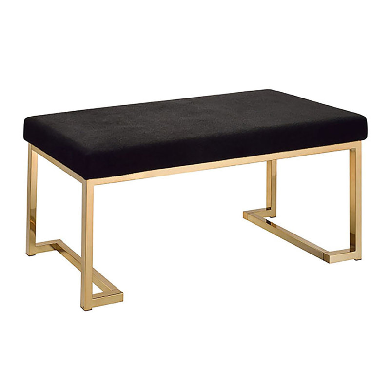 Black And Champagne Bench With C Metal Base