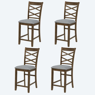 Ensemble de 4 chaises de salle à manger en bois à hauteur de comptoir avec sièges rembourrés