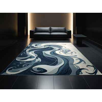 Tapis éclectique abstrait brun et gris lavable à la machine Flemington Banshee