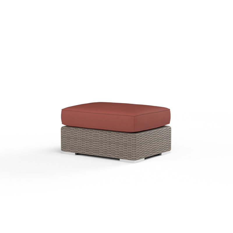 Coronado Outdoor Ottoman, Canvas Flax Sunbrella®, Light Brown