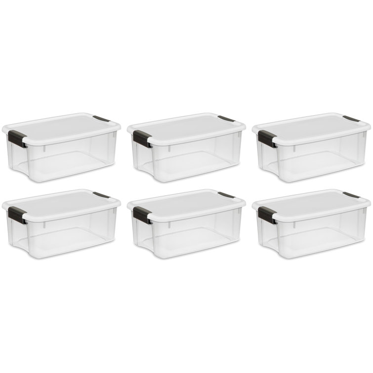 Large Storage Containers 105 Quart Clear Plastic Totes Latching Lids Set of  4