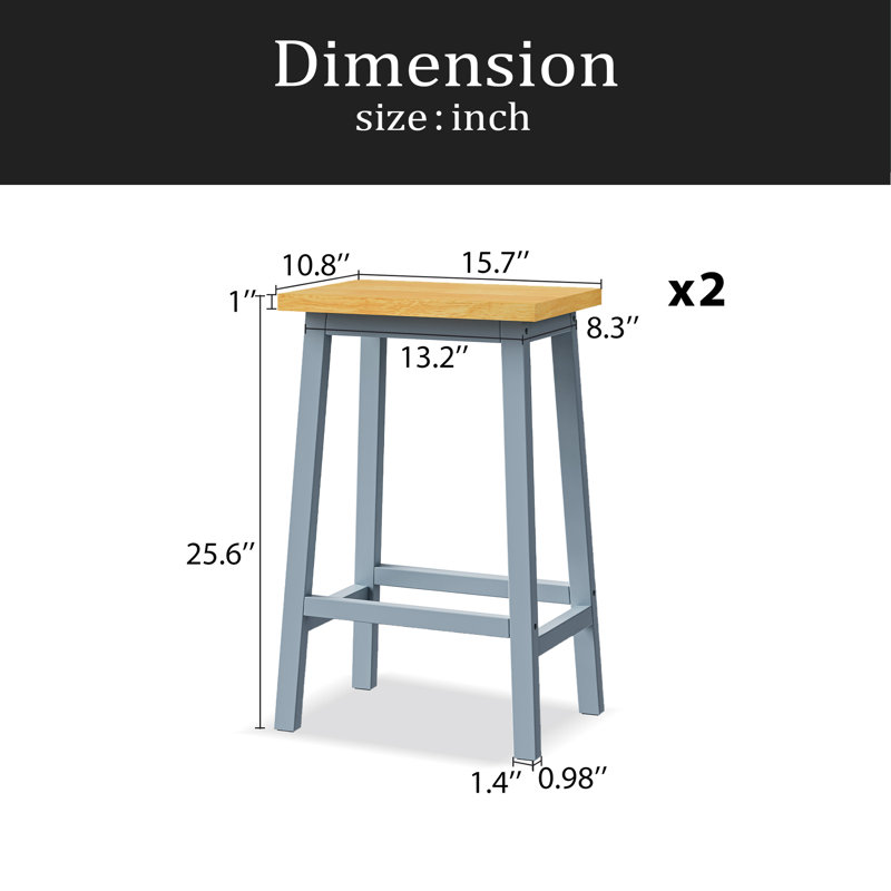 Tabourets de bar en bois massif (pas cher en fer), ensemble de 2 chaises de bar de 25,6 po de hauteur, tabourets de comptoir de cuisine avec repose-pieds, tabourets de ferme pour la salle à manger, cuisine