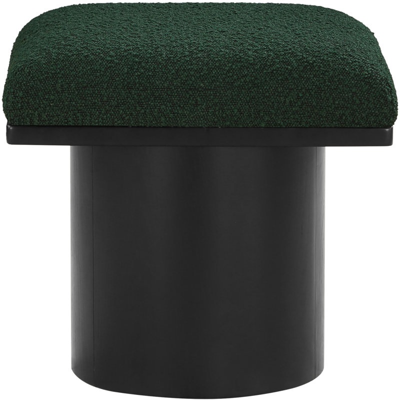 Manufactured Wood Accent Stool, Green Boucle Fabric, Black
