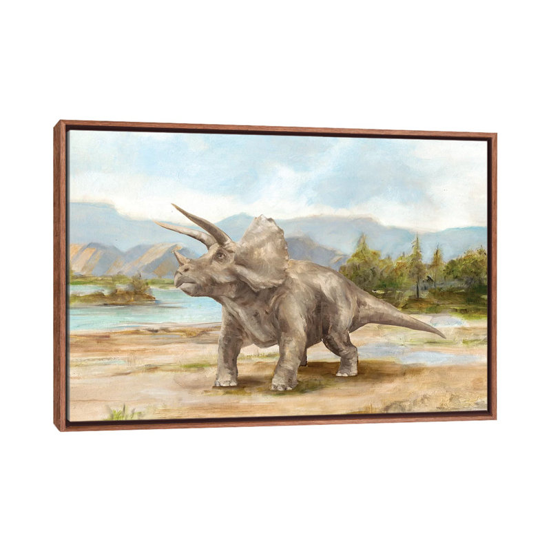 «Dinosaur Illustration II» par Ethan Harper - reproduction, H 18 po x l 26 po x P 1,5 po, Toile avec cadre en bois classique