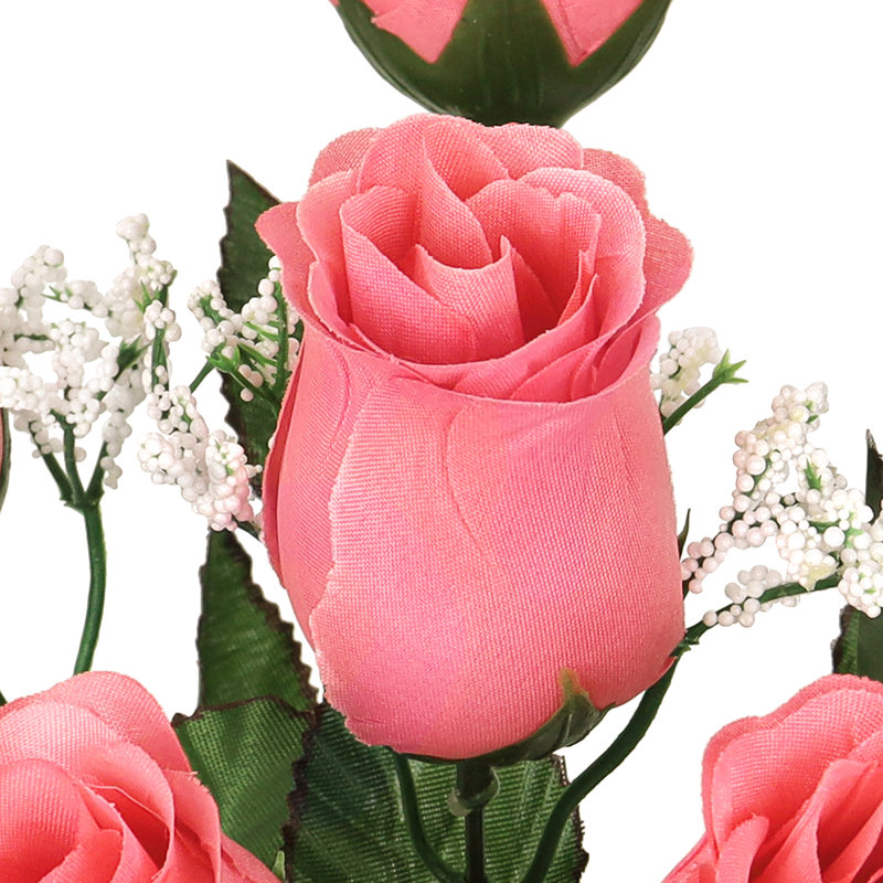 Bouquet de roses artificielles, Corail